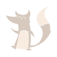 flat color illustration of a cartoon little wolf
