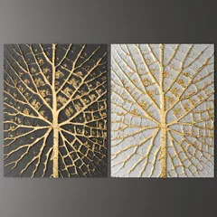 Rolgordijnen zonder boren 3D wall art, paintings with gold leaf © Yurii