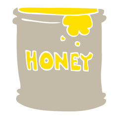 flat color illustration of a cartoon honey pot