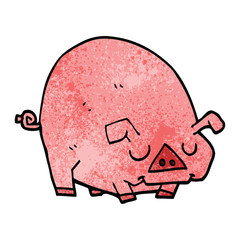 cartoon doodle fat pig