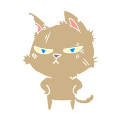tough flat color style cartoon cat