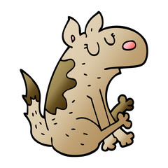 cartoon doodle dog sitting