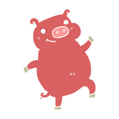 flat color style cartoon dancing pig