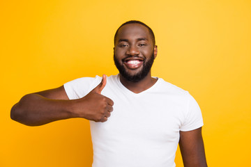 Portrait of handsome attractive manly positive cheerful glad mul