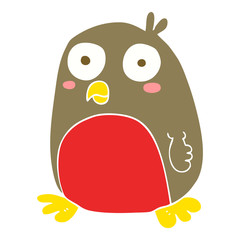 flat color illustration of a cartoon christmas robin