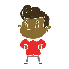 happy flat color style cartoon man