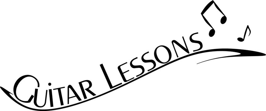 Guitar Lessons auf einem geschwungenen Band
