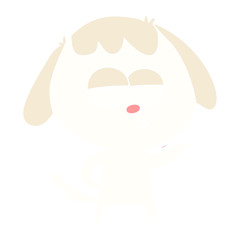 flat color style cartoon bored dog