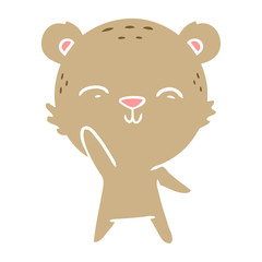 happy flat color style cartoon bear