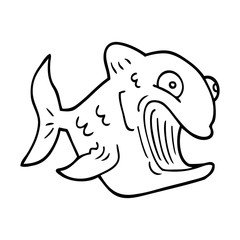 funny line drawing cartoon fish