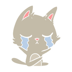 crying flat color style cartoon cat