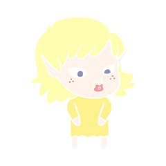 pretty flat color style cartoon elf girl