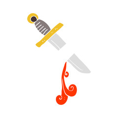 flat color illustration of a cartoon tattoo knife symbol
