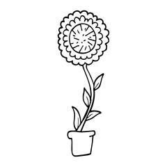 line drawing cartoon flower pot