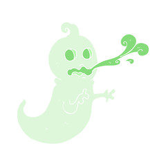 flat color illustration of a cartoon slimy ghost