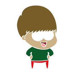 Obraz premium happy flat color style cartoon boy