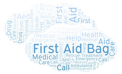 Obraz premium First Aid Bag word cloud, made with text only.