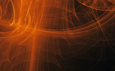 Abstract gold orange light and laser beams, fractals  and glowing shapes  multicolored art background texture for imagination, creativity and design.