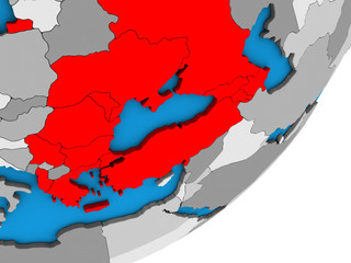 Obraz premium BSEC countries on blue political 3D globe.