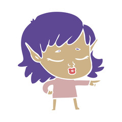 pretty flat color style cartoon elf girl pointing