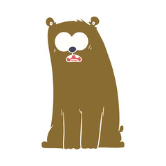 flat color style cartoon surprised bear