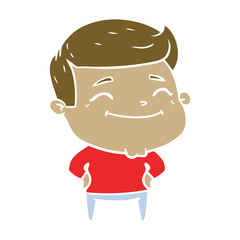 happy flat color style cartoon man