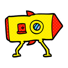 cartoon doodle landing spaceship