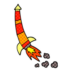 cartoon doodle space rocket