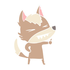 angry wolf flat color style cartoon