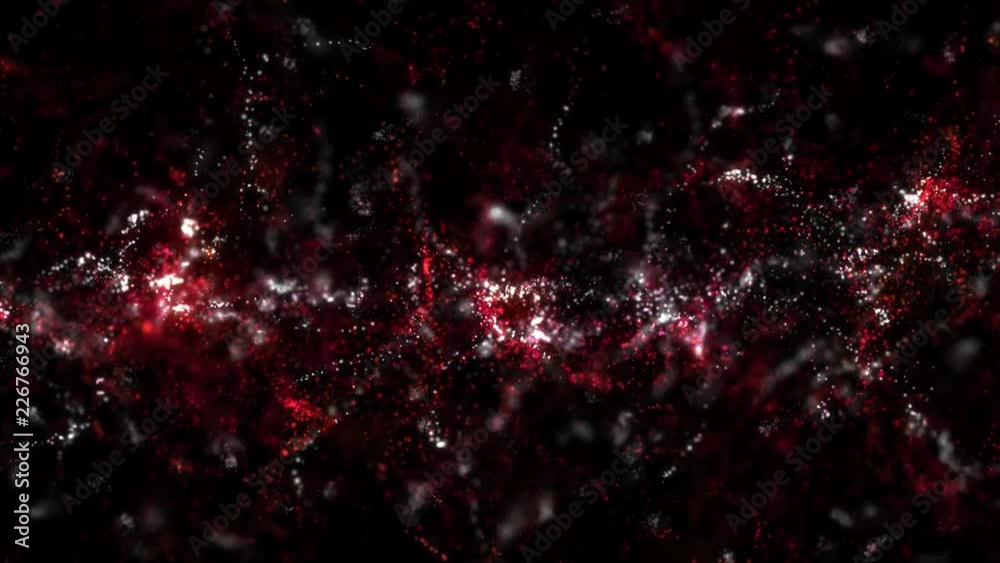 Poster 3d render abstract particles. randomly sized particles with glow and focus blur. positive and glitte