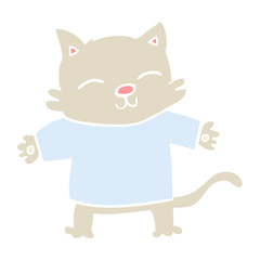 happy flat color style cartoon cat