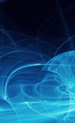 Abstract blue light and laser beams, fractals and glowing shapes  multicolored art background texture for imagination, creativity and design.