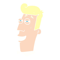 flat color illustration of a cartoon grinning man