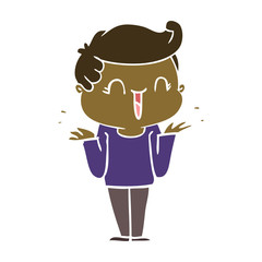 flat color style cartoon laughing boy