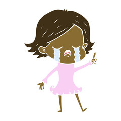 flat color style cartoon girl crying