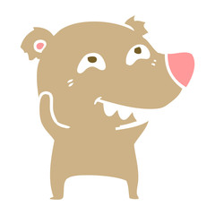 flat color style cartoon bear showing teeth