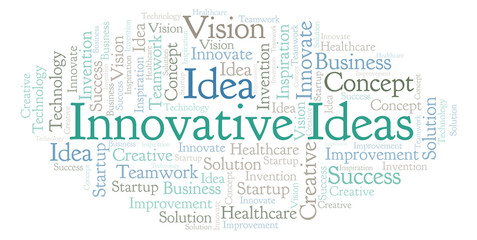 Innovative Ideas word cloud, made with text only.