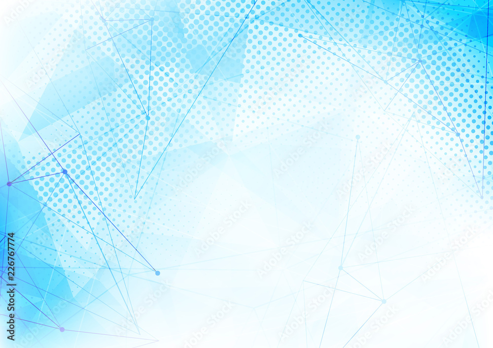 Sticker blue dotted pattern abstract triangle polygon and lines layout