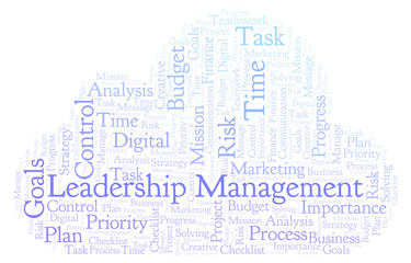 Obraz premium Leadership Management word cloud, made with text only.