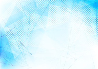 Blue dotted pattern abstract triangle polygon and lines layout