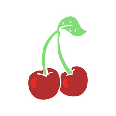 flat color illustration of a cartoon cherries