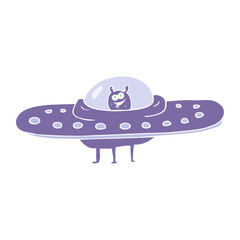 flat color illustration of a cartoon flying saucer