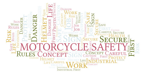 Fototapeta premium Motorcycle Safety word cloud.