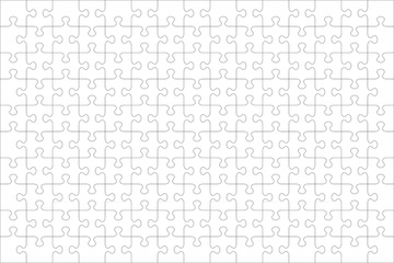 Jigsaw puzzle blank template or cutting guidelines of 150 transparent pieces, landscape orientation, and visual ratio 3:2. Pieces are easy to separate (every piece is a single shape).
