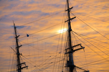 Vespucci vessel against golden sky