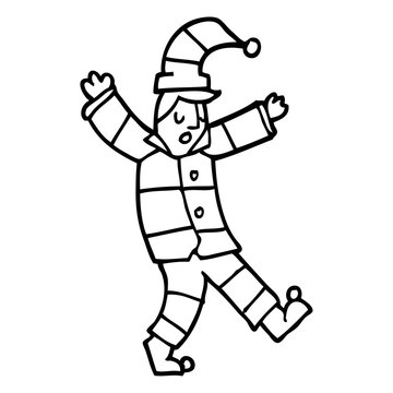 recommend clip art: line drawing cartoon man in traditional pyjamas