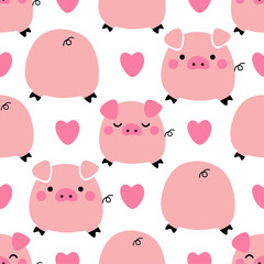 Cute pigs seamless pattern background