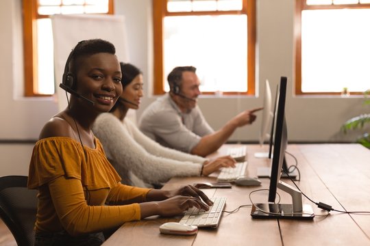 Female executive working in office