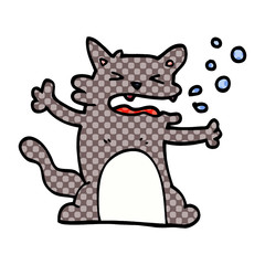 cartoon doodle hiccuping cat