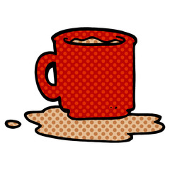 cartoon doodle of spilt mug of tea